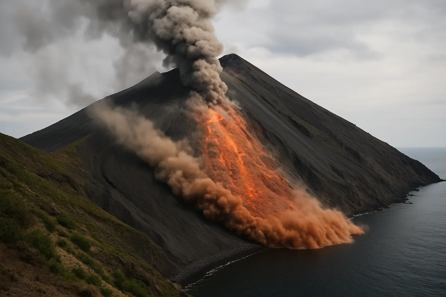 Stromboli: cedimento parziale di cono nell'area Nord, frana sulla Sciara del Fuoco