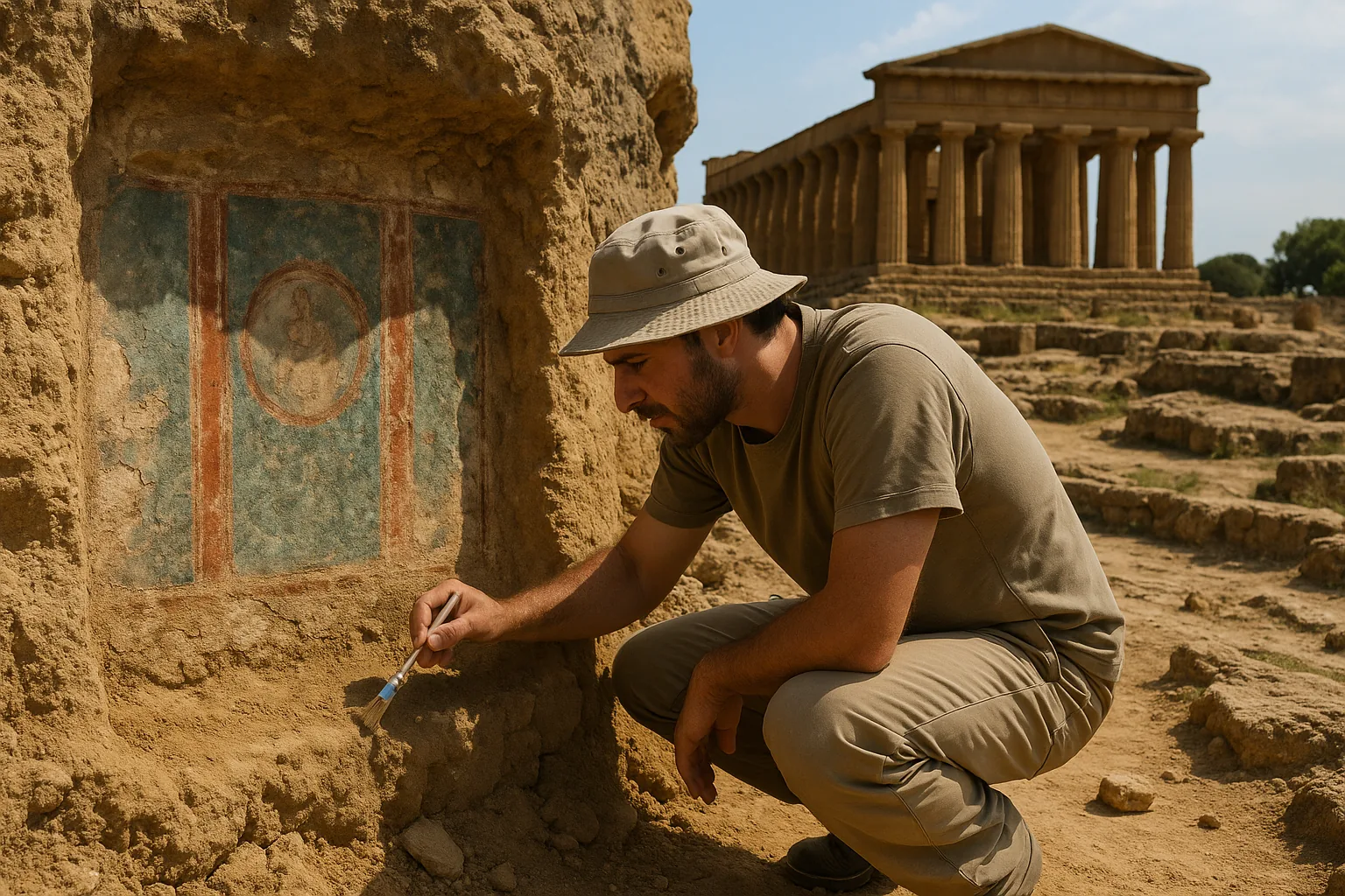Valle dei Templi: affreschi del I secolo a.C. riemersi dagli scavi della Scuola Normale di Pisa